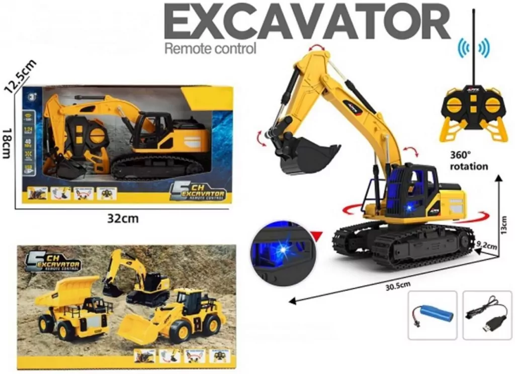 Koparka R/C 1:24 światło dźwięk ładowanie USB wind - tantis.pl