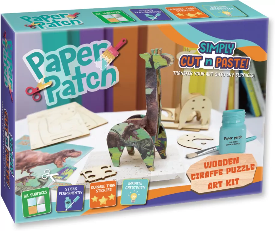 Zestaw decoupage Paper Patch - Puzzle Żyrafa drewn - tantis.pl