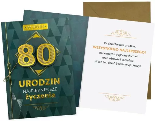 Karnet B6 Urodziny 80 męskie