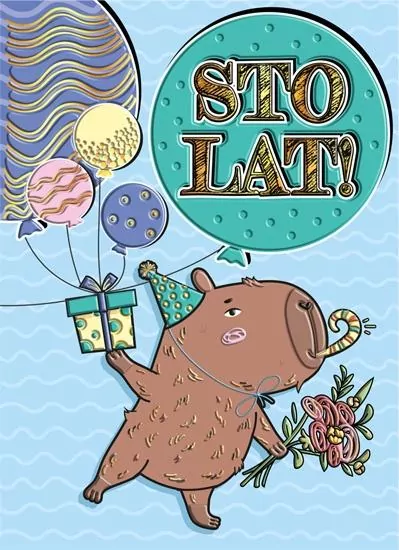 Karnet A5 Urodziny - Kapibara akrobatka - tantis.pl