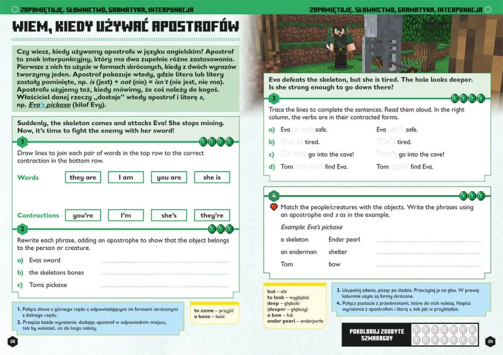 Język angielski. Megazadania 8+ Minecraft - tantis.pl