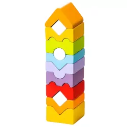 Drewniana wieża z klocków