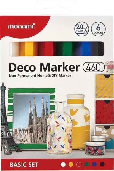 Markery akrylowe Deco Marker 6kol basic MONAMI - tantis.pl
