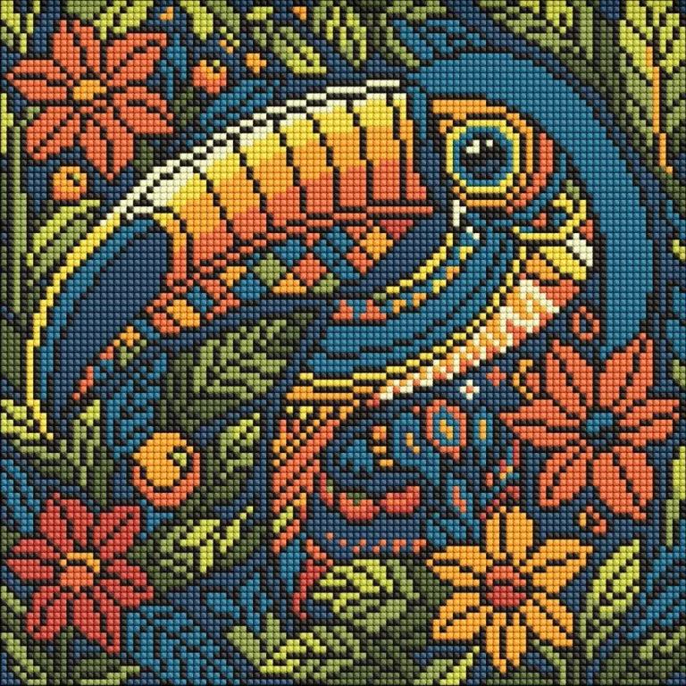 Diamentowa mozaika - Witraż. Tukan 30x30cm - tantis.pl