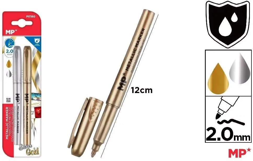 Flamaster metaliczny złoty i srebrny - tantis.pl