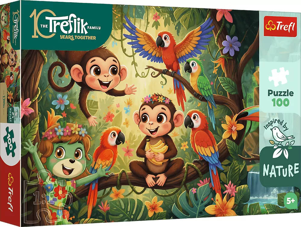 Puzzle 100 Rodzina Treflików Małpki TREFL - tantis.pl