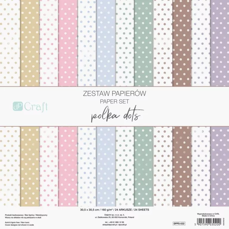 Zestaw papierów 30,5x30,5 polka dots 24 kartki - tantis.pl