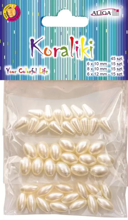 Koraliki plastikowe perłowe 45szt - tantis.pl
