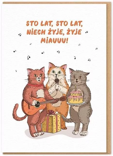 Karnet. Urodziny. Koty sto lat - tantis.pl