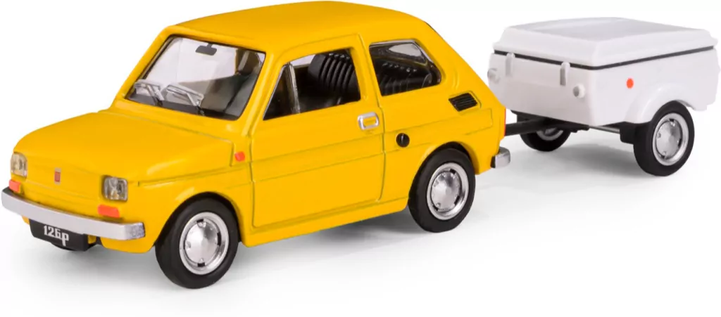 Fiat 126p + przyczepa Niewiadów Krótka żółty - tantis.pl