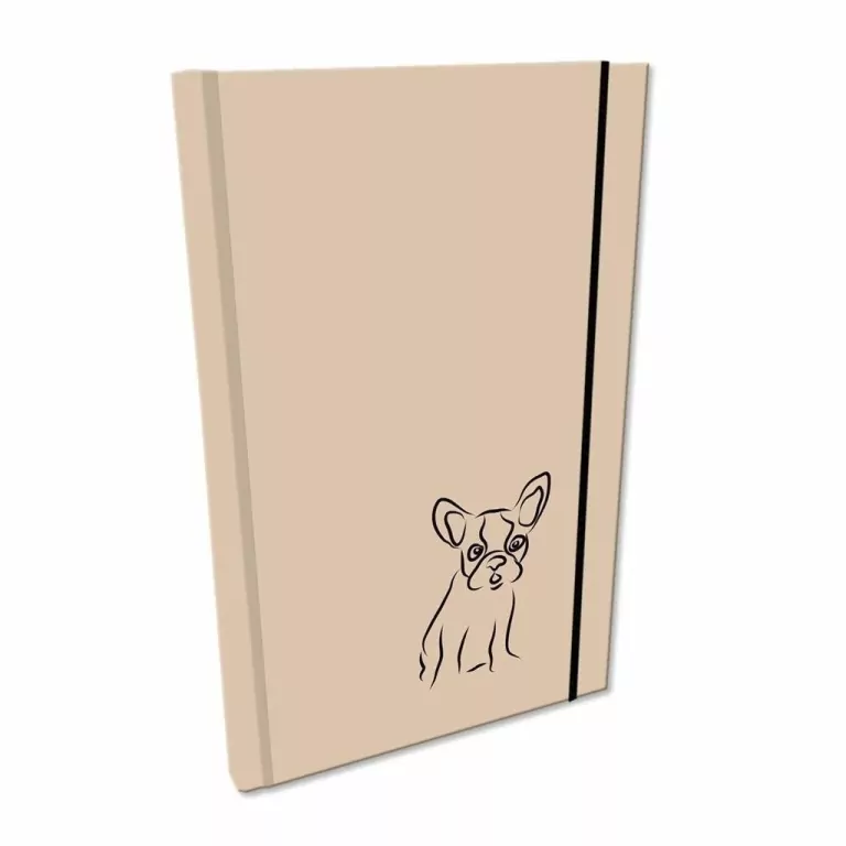 Notes A5 z gumką gładki Soft Touch Buldog beżowy - tantis.pl
