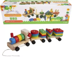 Pociąg drewniany z piramidkami