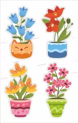 Ozdoby okienne. Wiosna duże kwiaty w donicach