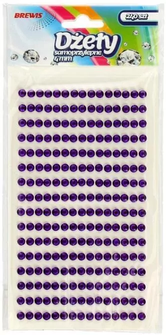 Dżety samoprzylepne. Fioletowe 4mm - tantis.pl