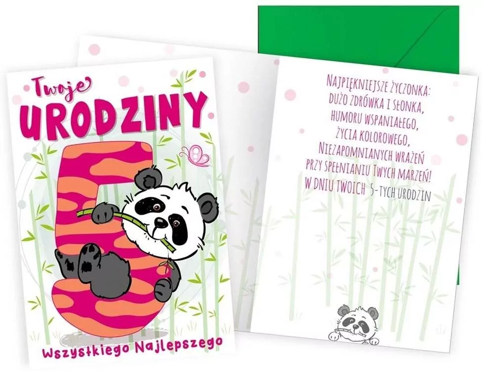Karnet B6. Urodziny 5. Panda - tantis.pl