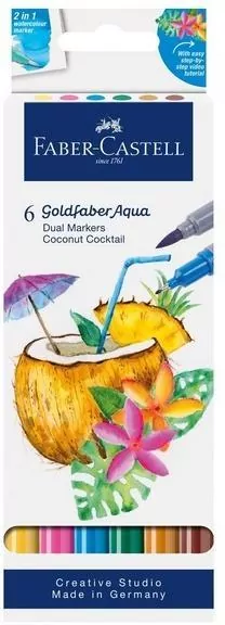 Pisak akwarelowy dwustronny 6kol FABER CASTELL - tantis.pl