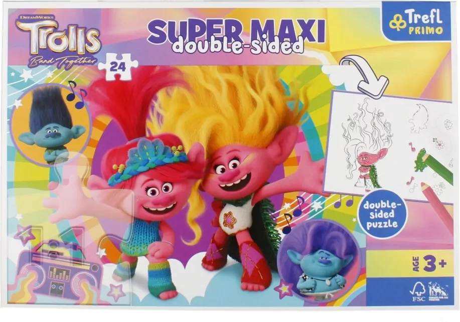 Puzzle 24. Super Maxi. Wesoły dzień Trolli. 41017 - tantis.pl