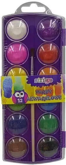 Farby akwarelowe 12 kolorów z pędzelkiem SSC016 - tantis.pl