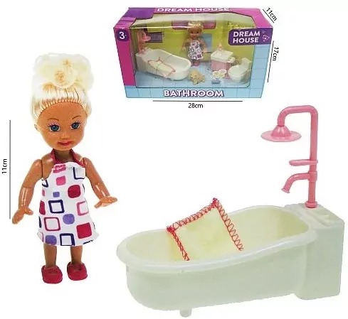 Lalka 11cm zestaw łazienka HLR33 44157 - tantis.pl