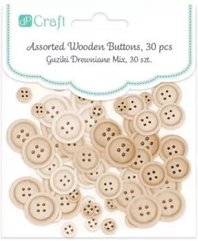 Guziki drewniane naturalne 30szt - tantis.pl