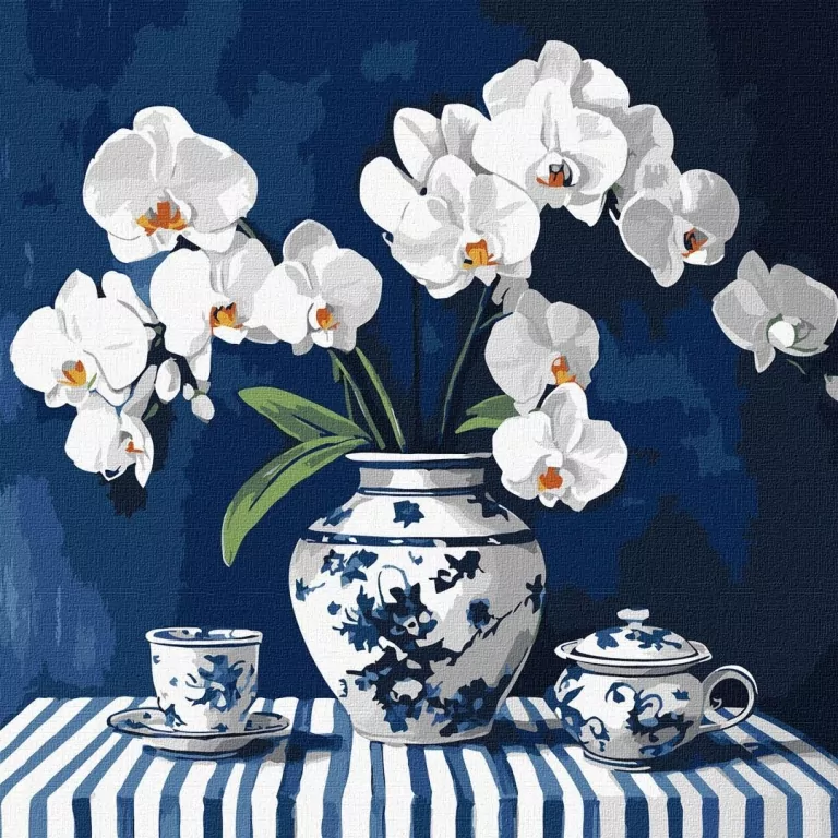 Malowanie po numerach - Orchidea w porcelanie - tantis.pl