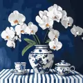Malowanie po numerach - Orchidea w porcelanie - tantis.pl