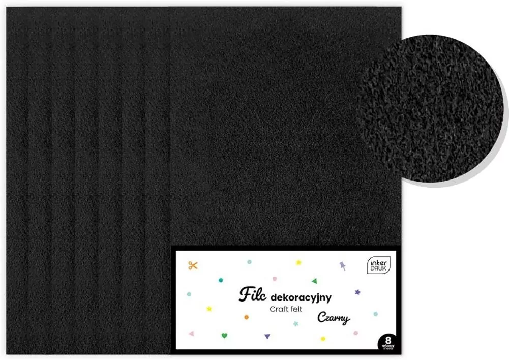 Filc dekoracyjny czarny A4/8ark - tantis.pl