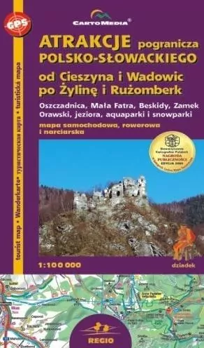Atrakcje pogranicza polsko-słowackiego. Mapa 1:100 000 - tantis.pl