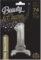Balon foliowy 1, stojący, srebrny, 74 cm - tantis.pl