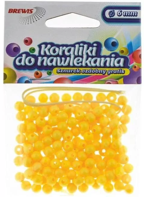 Koraliki do nawlekania żółte. 6mm 16g - tantis.pl