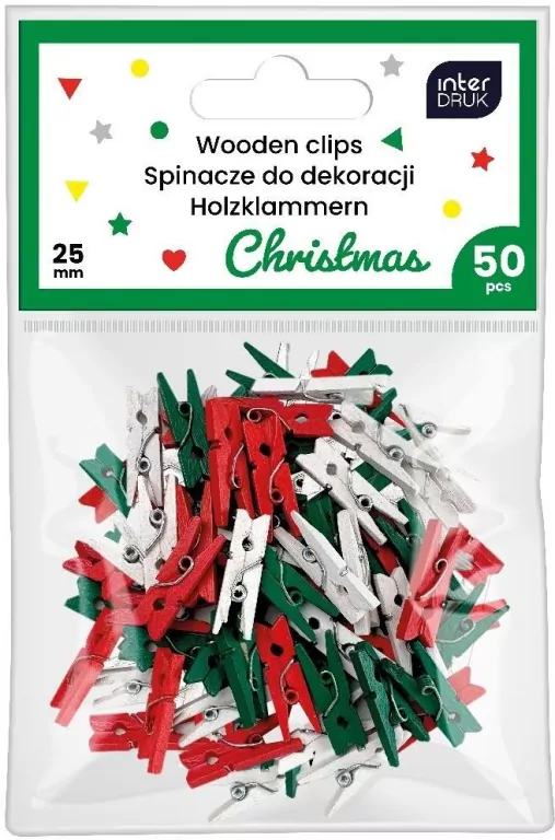 Spinacze kolor do dekoracji mini 50szt Christmas - tantis.pl