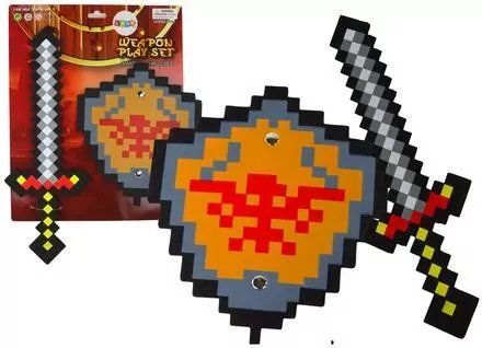 Rycerski miecz i tarcza pikselowe z pianki - tantis.pl