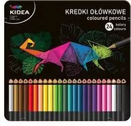 Kredki Kidea trójkątne w metalowym pudełku 24 kolory - tantis.pl
