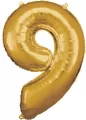 Balon foliowy cyfra 9 złota 60x86cm - tantis.pl