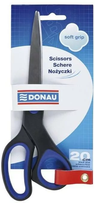 Nożyczki biurowe miękkie Donau 20 cm niebiesko-czarne - tantis.pl