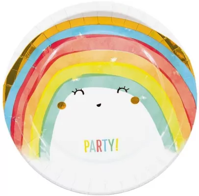 Talerzyki papierowe Rainbow Party 23cm