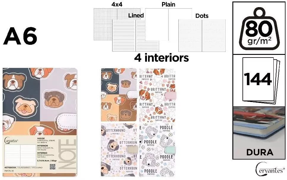 Notatnik A6/144K magnes pieski MIX - tantis.pl