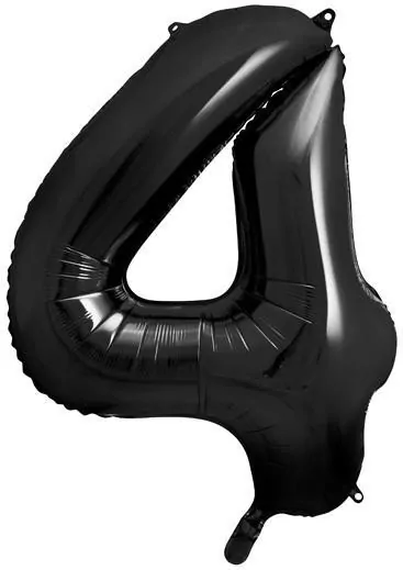 Balon foliowy. Cyfra 4. Czarny 86cm - tantis.pl