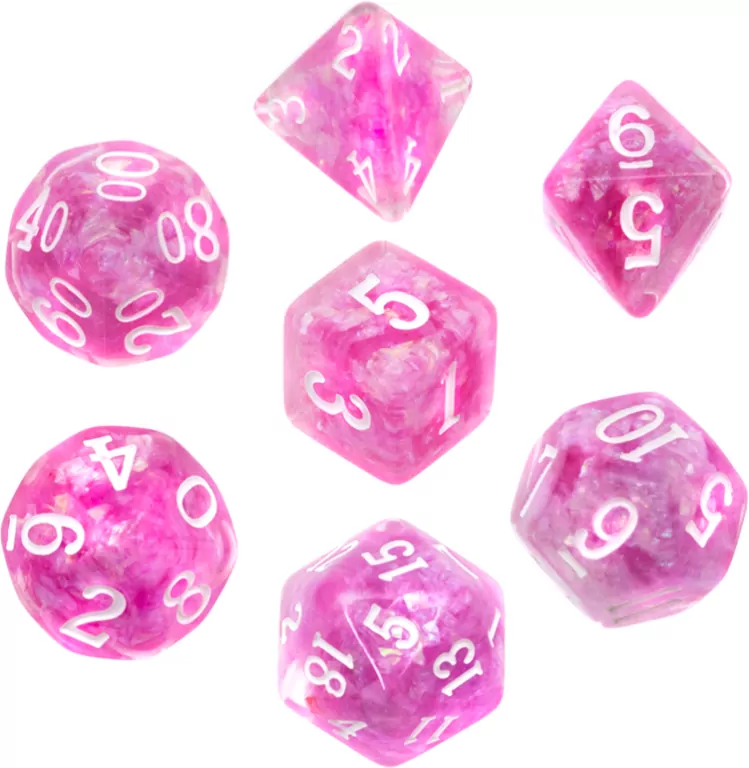 Komplet kości RPG fioletowe Gęsty rdzeń - tantis.pl