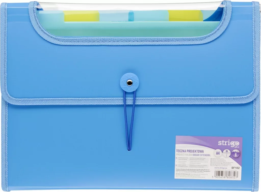 Teczka A4 Vfile z 6 przekładkami niebieska STRIGO - tantis.pl