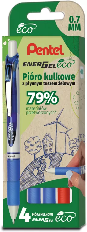 Pióro kulkowe. EnerGel czerwony niebieski - tantis.pl