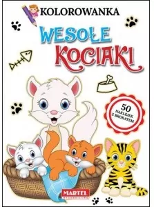 Kolorowanka. Wesołe kociaki. 50 naklejek z brokatem. - tantis.pl