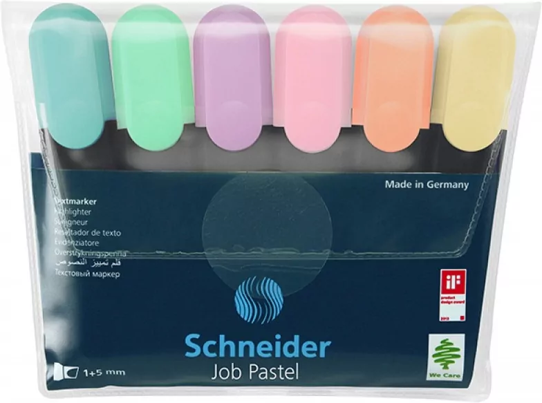 Schneider. Zakreślacze pastelowe. Job, 6 kolorów - tantis.pl