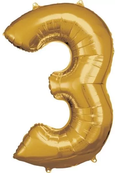 Balon foliowy cyfra 3 złota 58x86cm - tantis.pl