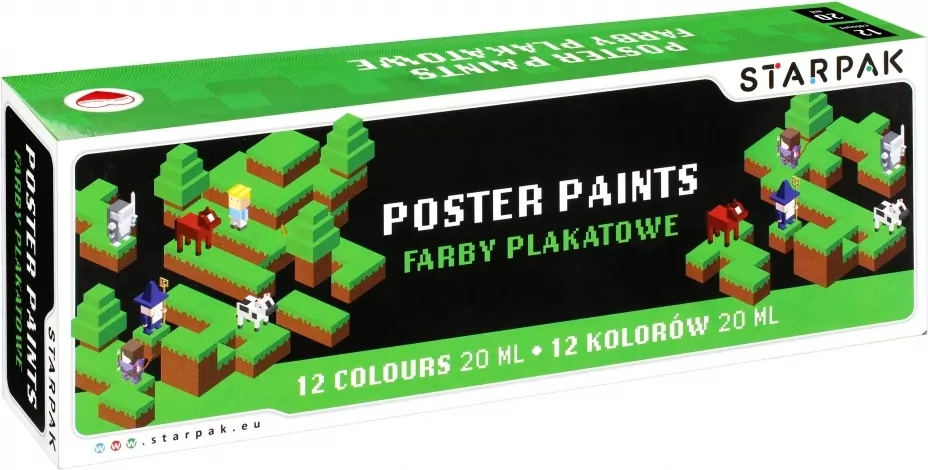 Farby plakatowe. Pixel Game. 12 kolorów - tantis.pl