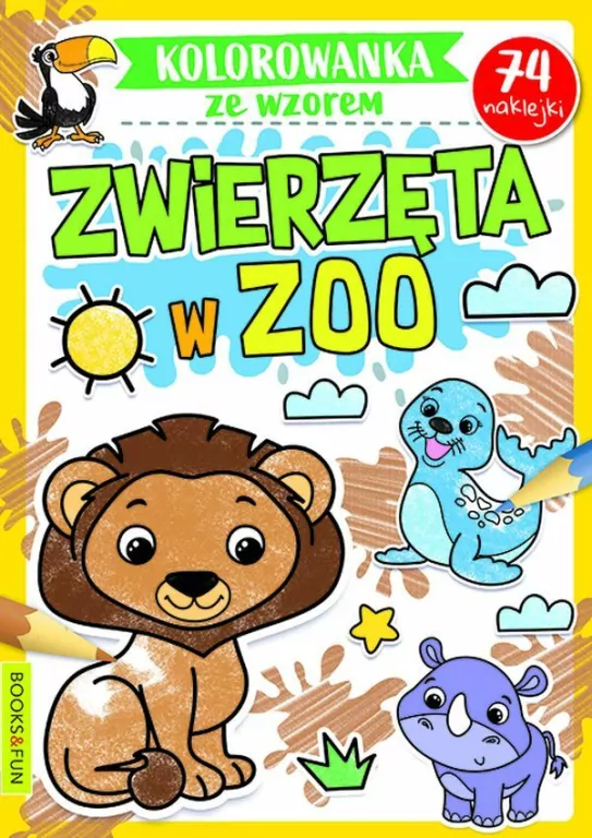 Zwierzęta w ZOO. Kolorowanka ze wzorem. 74 naklejki - tantis.pl