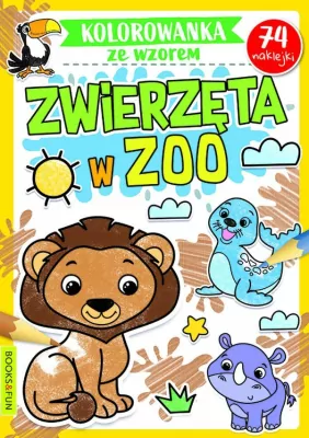 Zwierzęta w ZOO. Kolorowanka ze wzorem. 74 naklejki