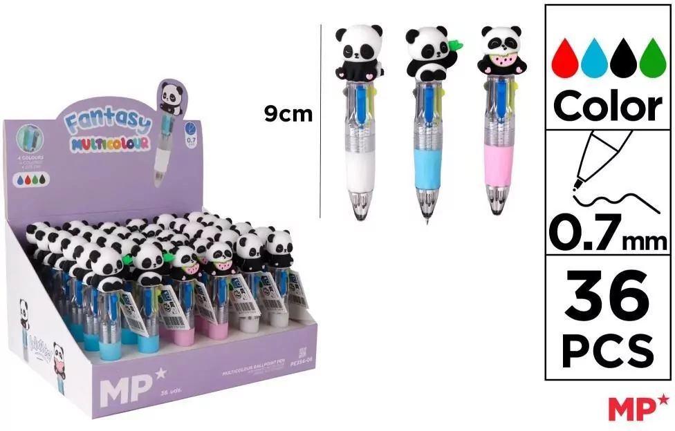 Długopis mini 4-kolorowy 0.7mm panda (36szt) - tantis.pl
