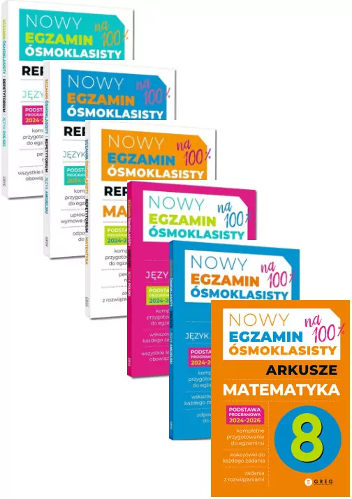 Pakiet: Nowy Egzamin ósmoklasisty. Repetytorium język polski / język angielski / matematyka / Arkusze język polski / język angielski / matematyka - tantis.pl