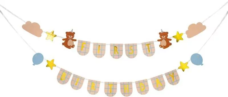 Baner First Birthday z misiami 2,55m - tantis.pl